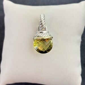David Yurman 925 & 14k Gold Acorn Charm / Pendant with Lemon Citrine 1.25"
